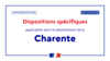Covid-19 : dispositions spécifiques applicables en Charente